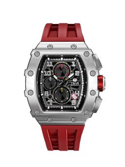 Tsar Bomba - Silver Elemental Men Luxury Chronograph Black Skeleton Dial Watch-Tb8204Q-33 (Medium)