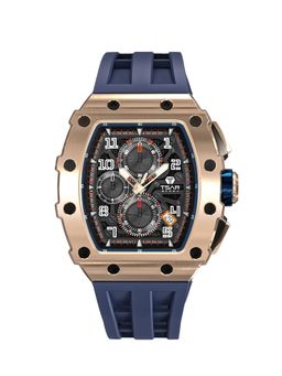 Tsar Bomba - Rose Gold Elemental Luxury Chronograph Blue Skeleton Dial Watch-Tb8204Q-41 (Medium)
