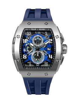 Tsar Bomba - Silver Elemental Luxury Chronograph Skeleton Rectangular Dial Watch-Tb8211Q-03 (Medium)