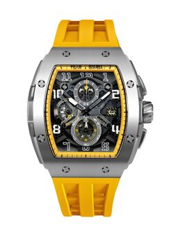 Tsar Bomba - Silver Elemental Luxury Chronograph Yellow Skeleton Dial Watch-Tb8211Q-06 (Medium)