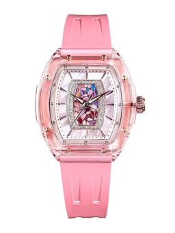 Tsar Bomba - Pink Nucleus Femme WoPink Transparent Dial Silicon Strap Analog Watch-Tb8219L-02 (Medium)