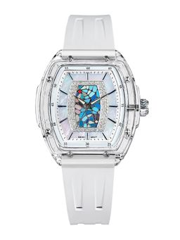 Tsar Bomba - White Nucleus Femme Womentransparent Dial Silicon Strap Analog Watch-Tb8219L-03 (Medium)
