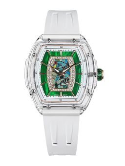 Tsar Bomba - White Nucleus Femme WoTransparent Dial Silicon Strap Analog Watch-Tb8219L-04 (Medium)