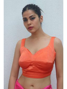 Chidiyaa - Orange Godavari Mashru Silk Stitched Blouse