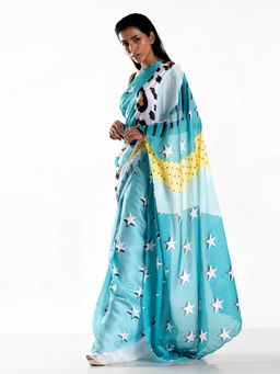 Boveee - Khaleesi Digital Printed Satin Georgette Saree with Unstitched Blouse