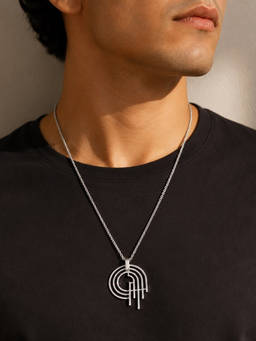 House of Pehr - Silver Plated Geometric Pendant With Chain For Men