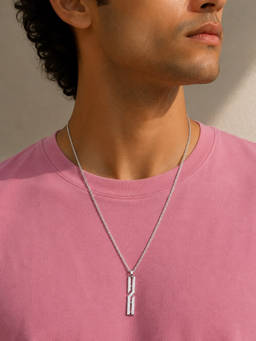 House of Pehr - Silver Plated Vertical Pendant With Chain For Men