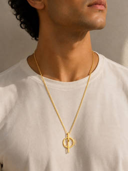 House of Pehr - Gold Plated Geometric Pendant With Chain For Men