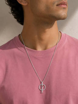House of Pehr - Silver Plated Geometric Pendant With Chain For Men