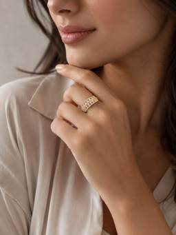 ABHUSHANAM - Luxury Gold Finish Baguette Stone Ring for Women (55874)