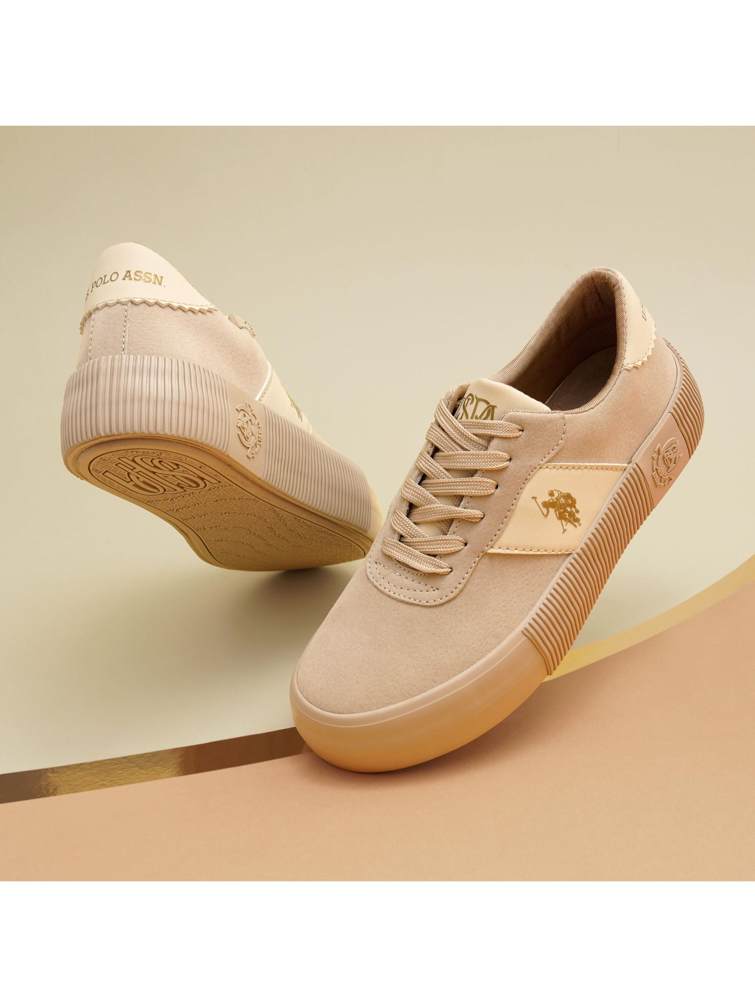 U.S. POLO ASSN. Women Beige Cordela 3.0 Round Toe Lace-Ups Sneakers