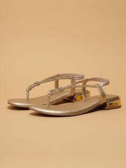 ERIDANI - Athira Gold Embellished Straps Sandal Heels