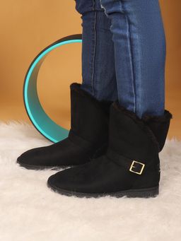 Carlton London - Women Black Mid-Calf Casual Boots