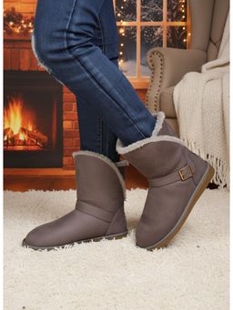 Carlton London - Women Grey Mid-Calf Casual Boots
