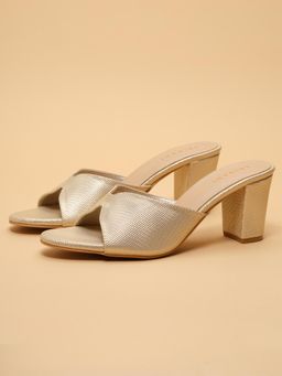 ERIDANI - Ina Gold Textured Sandal Heels