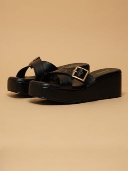 ERIDANI - Irth Black Slip On Wedges
