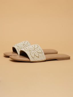 ERIDANI - Lavinia White Embroidered Flats