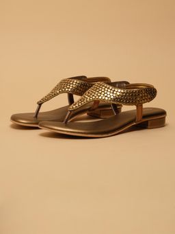 ERIDANI - Reyna Antique Gold Sandal Heels