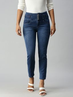SHOWOFFFF - Womens Slim Fit Clean Look Blue Jeans