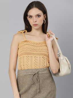 Magic Needles - Summer Cotton Back String Top - Beige