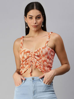 Magic Needles - Woven Design Cotton Bralette Top - Multi Color