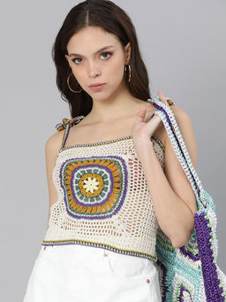 Magic Needles - Color Pop Crop Top - Cream