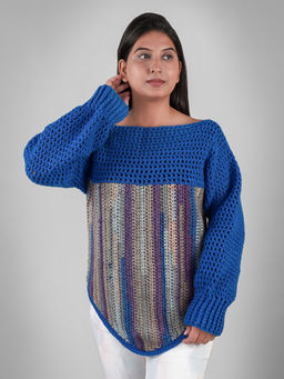 Magic Needles - Self Design Crochet Pullover - Blue