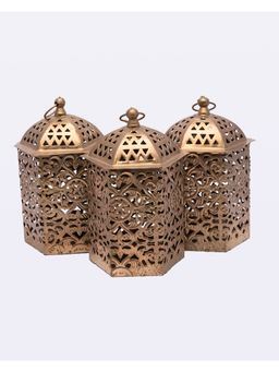 Voncasa - Lantern Set Of 3 in Color - Gold