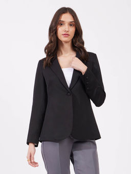 FableStreet - Women's Single Breasted Blazer Black