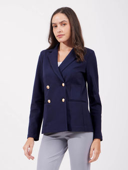 FableStreet - LivIn Double Breasted Blazer - Navy Blue