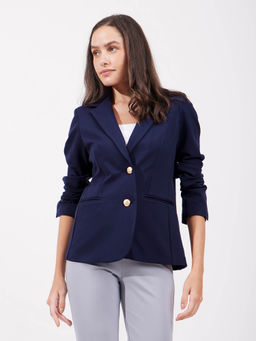 FableStreet - LivIn Single Breasted Blazer - Navy Blue