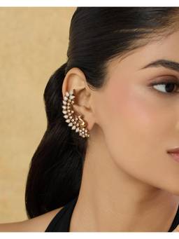 Indinoor - White Ahnira Kundan Polki Ear Cuff