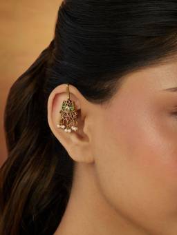 Indinoor - Multi-Colour Lotus Temple Bugadi Ear Cuffs