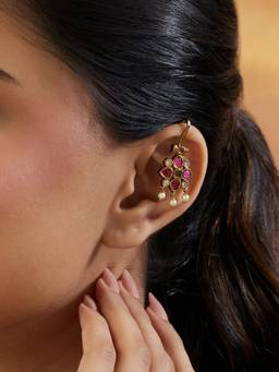 Indinoor - Multi-Colour Ruby Temple Bugadi Ear Cuffs