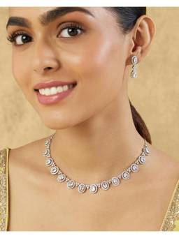 Indinoor - Zircon White Jewellery Set