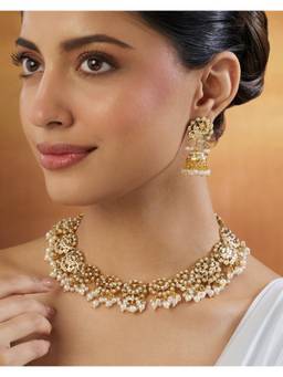 Indinoor - White Zairah Jadau Jewellery Set