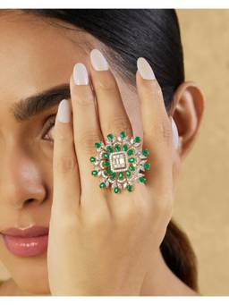 Indinoor - Green Zircon Pear Emerald Rings