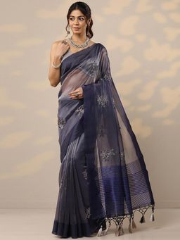 Libas - Embellished Organza Saree with Unstitched Blouse