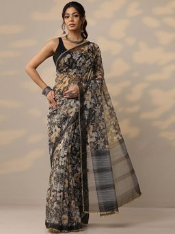 Libas - Floral Print Nylon Saree with Unstitched Blouse