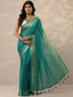Libas - Printed Chiffon Saree with Unstitched Blouse