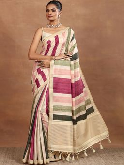 Libas - Silk Blend Saree with Unstitched Blouse