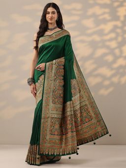Libas - Printed Silk Blend Saree with Unstitched Blouse