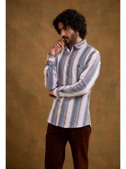neopalms - Men Collar Neck Stripes Multi-Color Pure Cotton Casual Shirt