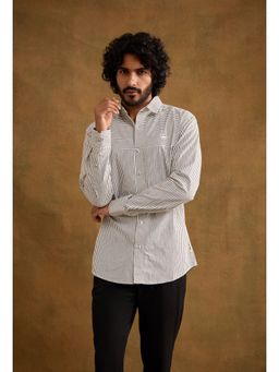 neopalms - Men Collar Neck Stripes Multi-Color Pure Cotton Casual Shirt