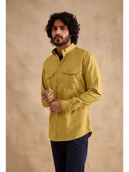 neopalms - Men Collar Neck Solid Green Other Casual Shirt