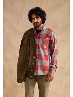 neopalms - Men Collar Neck Checks Multi-Color Other Casual Shirt