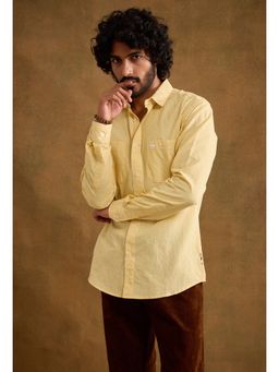 neopalms - Men Collar Neck Checks Yellow Other Casual Shirt