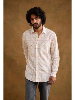 neopalms - Men Collar Neck Checks Multi-Color Pure Cotton Casual Shirt