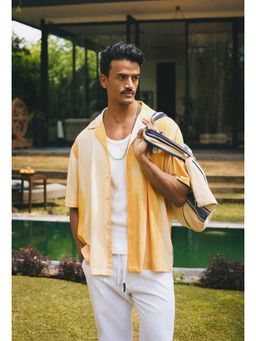 neopalms - Men Notched Lapel Ombre Multi-Color Viscose Casual Shirt