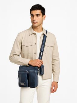 Hidesign - Genuine Leather Men Blue Crossbody Bag (S)